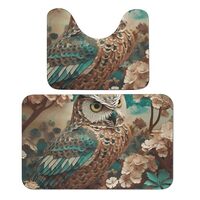 DMHVGEW Bathroom Rugs Sets 2 Piece Owl Bath Mat Non-Slip Shower Rug Soft Absorbent Floor Mat for Liv