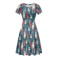 Beauty Collector Forest Bear Owl Mushroom Women Cute Dresses Crewneck Short Sleeve A-Line Midi Dress