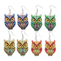 MIUPOO Owl Dangle Earrings Boho,Moth Colorful Acrylic Drop Earrings,Statement Acrylic Boho Vintage D
