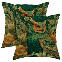 Owl Pillow Covers Set of 2, Forest Animal Throw Pillows Case, Autumn Decorative Square Home Couch Cu