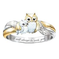 AEIRTMINMEV New 2026 Unisex I Will Always Be With You Rings For Women Hers Fashion Cute Mother Owl C