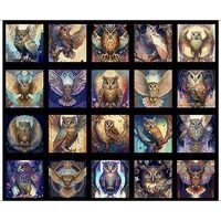 Quality Sewing Fabric – Mystic Owls by Quilting - Black Owl Picture Patches Panel by The Yard
