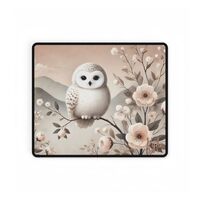 Customizable Snow Owl Mouse Pads-Cute Owl Gaming Mouse Pad-Anti-Slip 100% Natural Black Rubber Base,