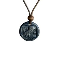 Owl of Athena - Handmade Clay Coin Necklace | Ancient Greek Jewelry | Symbol of Wisdom & Protect