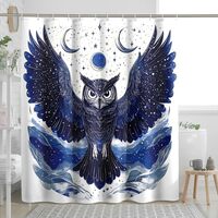 DESIHOM Witch Witchy Owl Shower Curtain Set 72" W x 78" L, Mysterious Stars Moons Bathroom