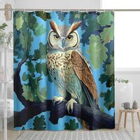 DESIHOM Vintage Forest Owl Shower Curtain Set 62" W x 72" L, Tree Branch Leaf Botanical Ba