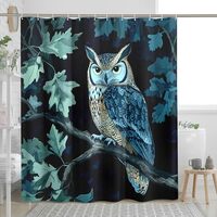 DESIHOM Vintage Forest Owl Shower Curtain Set, Tree Branch Leaf Botanical Shower Curtain, Bird Bathr