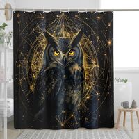 DESIHOM Witchy Tarot Owl Shower Curtain Set 72" W x 78" L, Vintage Mysterious Stars Bathro