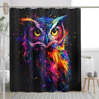 DESIHOM Funny Aesthetic Owl Shower Curtain Set, Abstract Graffiti Art Shower Curtain, Bird Bathroom 