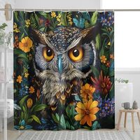 DESIHOM Cute Flower Owl Shower Curtain Set 72 Inch, Vintage Leaf Floral Plant Bathroom Decor, Bird P