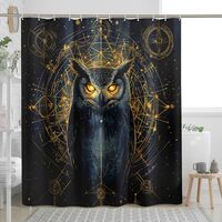 DESIHOM Witchy Tarot Owl Shower Curtain Set, Vintage Mysterious Stars Shower Curtain, Bird Bathroom 