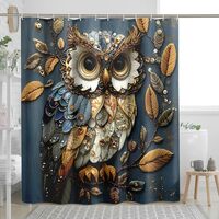 DESIHOM Novelty Plant Owl Shower Curtain Set 62" W x 72" L, Rustic Farmhouse Luxury Leaf B
