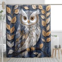 DESIHOM Novelty Plant Owl Shower Curtain Set, Rustic Farmhouse Luxury Leaf Shower Curtain, Bird Bath