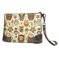 Small Clutch Purses for Women - Cute Owls Leather Wristlet Wallets for Women with Wrist Strap