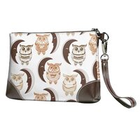 Small Clutch Purses for Women - Crescent Moon And Owl Leather Wristlet Wallets for Women with Wrist 