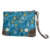 Small Clutch Purses for Women - Cute Colorful Owls And Trees Leather Wristlet Wallets for Women with