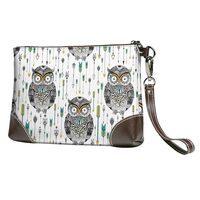 Small Clutch Purses for Women - Cool Tribe Owls Leather Wristlet Wallets for Women with Wrist Strap