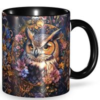 Yamegoun Owl Coffee Mug Novelty Ceramic Coffee Cup Gifts for Women Men Birthday Home Office Cafe Use