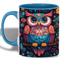 Colorful Folk Art Owl Ceramic Mug, Vibrant Owl Mug, Gift for Nature Enthusiasts, Bird Lovers, or Spe