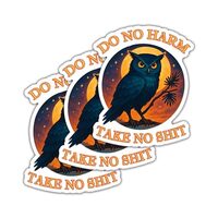 (3 Pcs) Do No Harm Take No Shit Sticker - Leftist Punk Decal - Owl Moonlight Anarchist - Witch Bird 