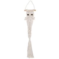 ETAINGYEUN Handmade Owl Macrame Wall Hanging Cotton Dried Flower Pocket Set Home Decoration for Bedr