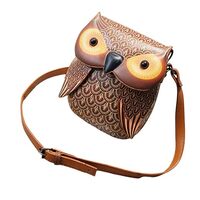 Women Shoulder Bag Buckle Cute Owl Crossbody Bag For Summer Party Shopping-Brown