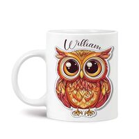 Custom Colorful Owl Coffee Mug 11oz 15oz, Personalized Name Animal Art Ceramic Cup, Gifts for Kids O