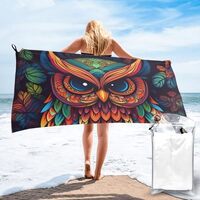 QMNKLET Color Owl Pattern Bath Towel Super Absorbent Quick Dry Bathroom Towel Sand Free Microfiber B