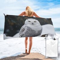QMNKLET Snow Owl Bath Towel Super Absorbent Quick Dry Bathroom Towel Sand Free Microfiber Beach Towe