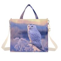 YMGQYJ Winter Owl Women's Tote Bag Corduroy Cloth Handbag Purse with Detachable Strap Medium Si