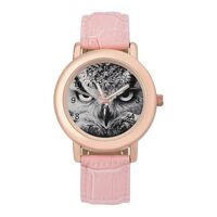 Cute Owl Face Women's Custom Watch Fashion Wristwatches Soft Strap Stylish Present for Birthday