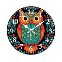 UTRSIFB Large Silent Wall Clock, Ethnic Owl Decorative Clock for Living Room, Bedroom Kitchen, 30cm/