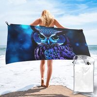 QMNKLET Blue Owl Bath Towel Super Absorbent Quick Dry Bathroom Towel Sand Free Microfiber Beach Towe