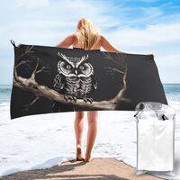 QMNKLET Late Night Owl Bath Towel Super Absorbent Quick Dry Bathroom Towel Sand Free Microfiber Beac
