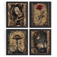 WXHUM Gothic Whimsical Spooky Dark Academia Wall Art Decor for Home, Dark Academia Cottagecore Room
