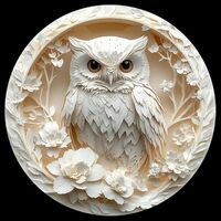 Owl Jigsaw Puzzles for Adults 1000 Pieces - Round Puzzle with 3D Stereo Visual Effect, Paper White B
