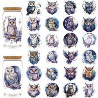 CHNVICK 24PCS UV DTF Cup Wraps for 16 oz,Celestial Owl Clipart UV DTF Cup Wrap Stickers Smooth and D