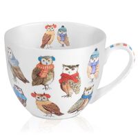 MFoffice Cute Owl Coffee Mug, 20 oz Premium Bone China Fall Mug with Charming Owls in Color Scarves 