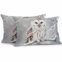 Outdoor Waterproof Throw Pillow Covers Set of 2 Owl Lumbar Pillowcases 20x12 Inches Wild Animal Tree