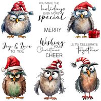 LZBRDY Funny Owls Christmas Stamps and Dies Set for DIY Scrapbook Card Making