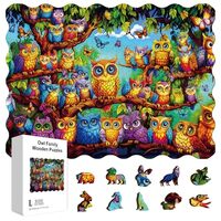 GLOBLELAND 300Pcs Owl Family Wooden Jigsaw Puzzles for Adults 11.22x15.16inch Colorful Tree Butterfl