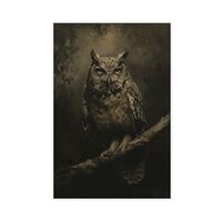 Vintage Owl Painting, Bird Wall Art, Dark Academia Owl Goth Wall Decoration, Instant, Gothic Oil Pai