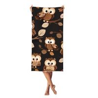 BBNMSJKS Cute Brown Cartoon Owls Print Adult Bath Towel 27.5x55 Inch, Absorbent Microfiber Beach Tow