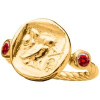 Athen's Owl Signet Ring 925 Sterling Silver Rope Twist Ring 24K Gold Vermeil Ancient Coin Silve