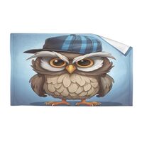 Cute Blue Owl Bath Towels for Bathroom Wash Cloth Quick-Dry Face Towel Absorbent Hand Towels Cotton 