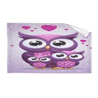 Purple Heart Owls Bath Towels for Bathroom Wash Cloth Absorbent Face Towel Quick-Dry Washcloths Cott