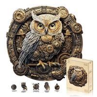 Jigfoxy Wooden Puzzles for Adults, Steampunk Owl Wood Puzzles Adult, Unique Animal Shape Wooden Jigs
