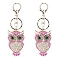 BUNCHBRAVO Pink Owl Keychain with Rhinestone | Sparkle Bag Charm for Purses, Backpacks and Keys | Pa