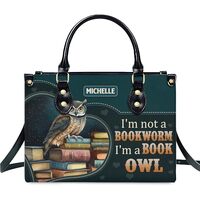 Personalized Book Owl Handbags, PU Leather Bags For Women, Bookworms Gift, Book Lovers Bag Gift Teac