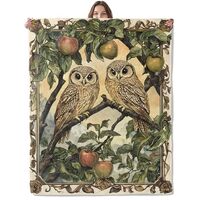 Lugiu Vintage Owl Blanket, Lightweight Comfy Elegant Twin Owls on Tree Blankets for Couch Sofa Bedro